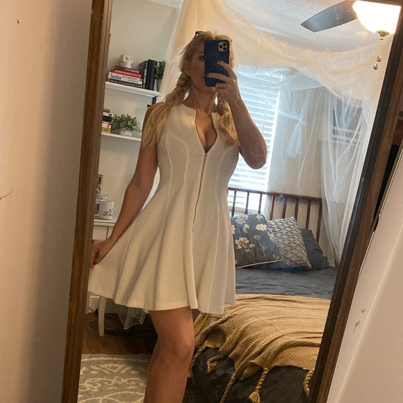 Bar III Zip Up White Dress Small - Picture 2 of 9
